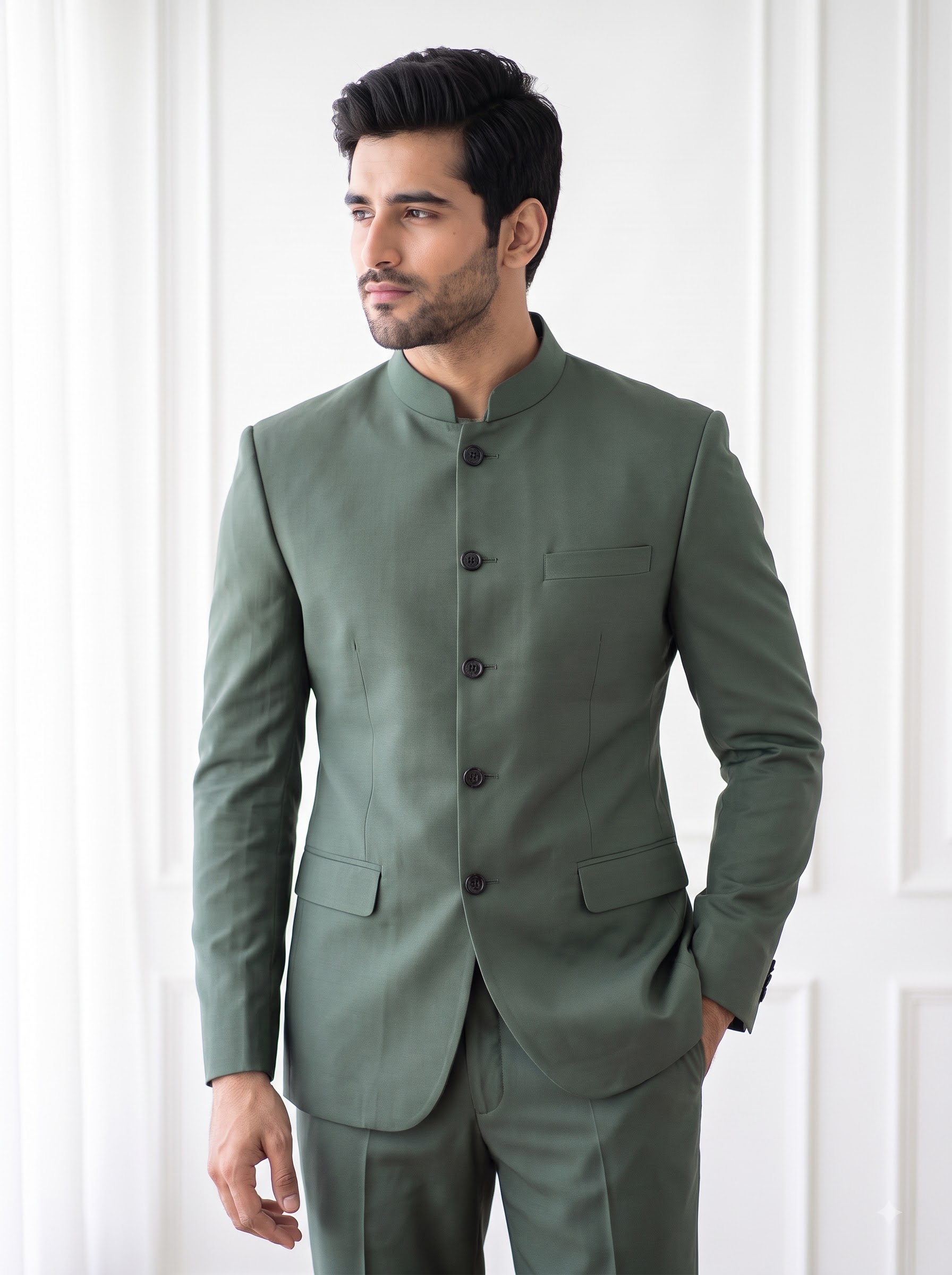 The Emerald Solid Two-Piece Jodhpuri Suit - Image 2