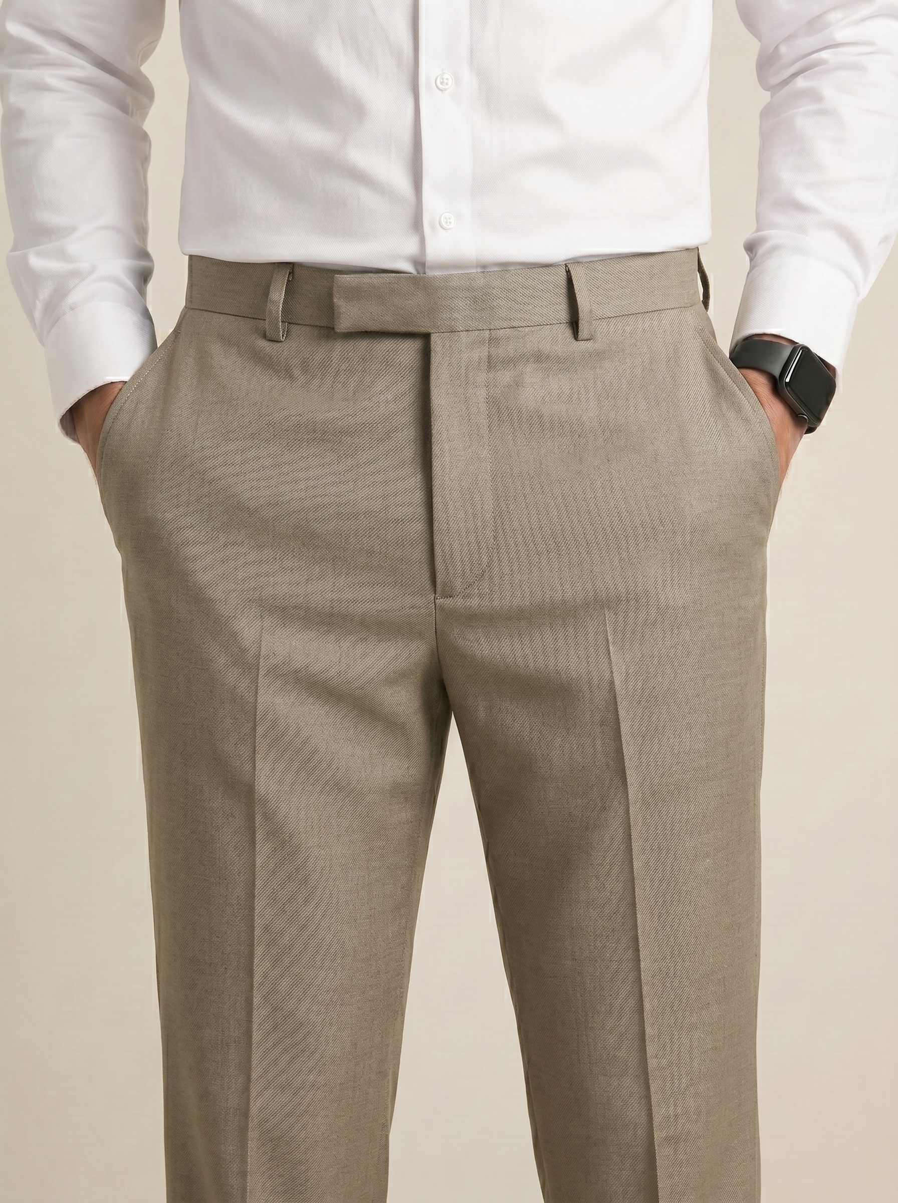 Textured Beige Signature Trouser - Image 2