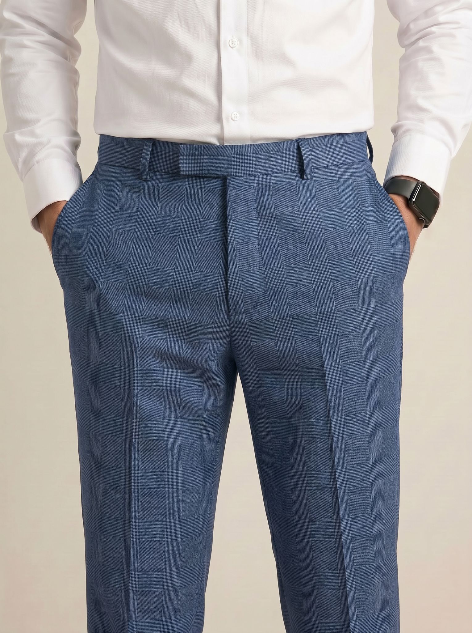 Navy Stripe 120s Tailored Trouser - Image 2