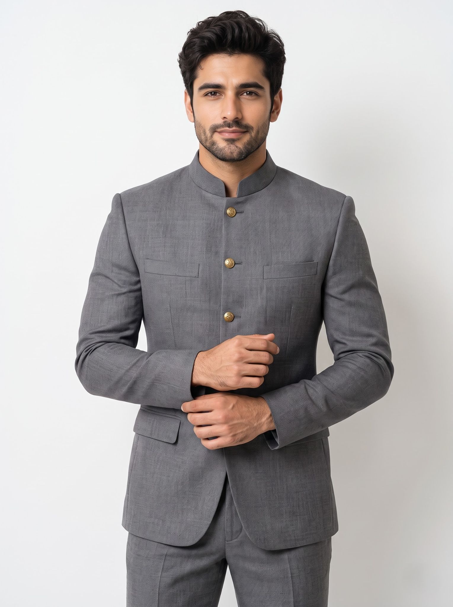 Sleek Grey Two-Piece Jodhpuri - Image 2